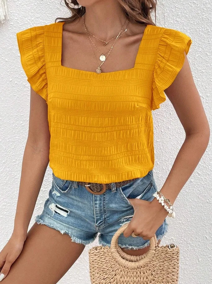 Casual Blouses For Women Fashion Shirts Elegant Sweet Loose Ruffles Sleeve Female Tops