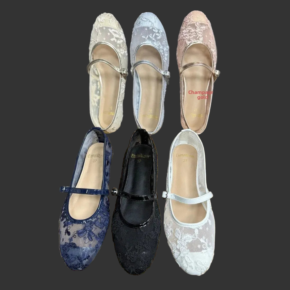 Ultra Soft Lace Breathable Flat Bottom Women's Shoes Quality Women's Casual Shoes Low Heel Floral Pattern