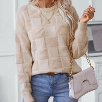 Women Casual Elegant Loose Sweater Round Neck Knit Tops Loose Knit Jumper Pullover High Collar Sweater Outfits