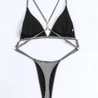 Women One Piece Swimsuit Bling Swimwear Backless Mono Bikini Feminine Bodysuit Female Bikini