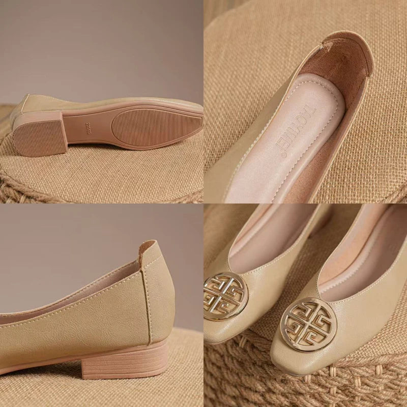 Shoes for Women Retro Ladies Flats Slip on Shoes Loafers Square Toe Shallow Mouth Women Casual Footwear Lightweight