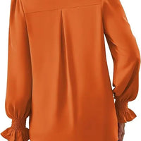 Fashion Simple Solid Color Pullover Shirt Women Loose V-neck Flared Sleeve Shirts Top Female Elegant Commuting Clothing