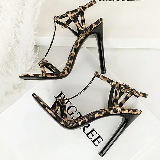 Sandals Women's T-strap Super High-heeled Open-toed Shoes, Sexy Thin-heeled Banquet Fashion Women's Shoes