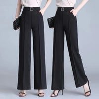 High Waist Wide Leg Ice Silk Pants Women's New Style Thin Loose Straight Cut Versatile Nine Point Long Trousers
