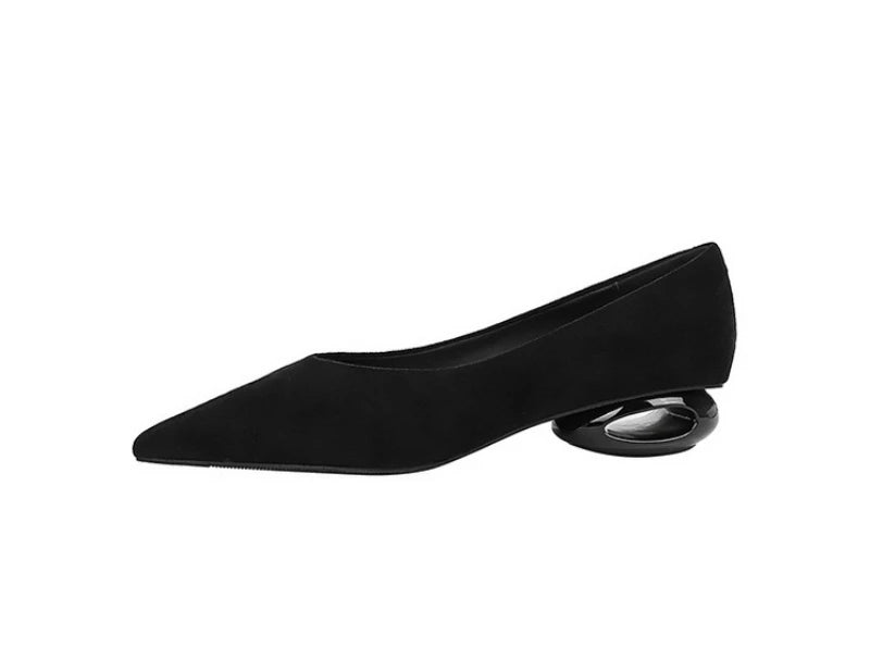 Retro Pointed Toe Suede Low Heel Shoes Shallow Mouth Hollow Heel Pedicure Shoe Daily Versatile Temperament Women's Shoes