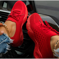 Outdoor Breathable Mesh Shoes Women Lightweight Shock-absorbing Sports Shoes Solid Color Plus Size Women Vulcanized Shoes
