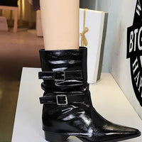 Pointed Fashion Women's Boots Retro Style Thick Heel Low Heel Medium Tube Women's Boots