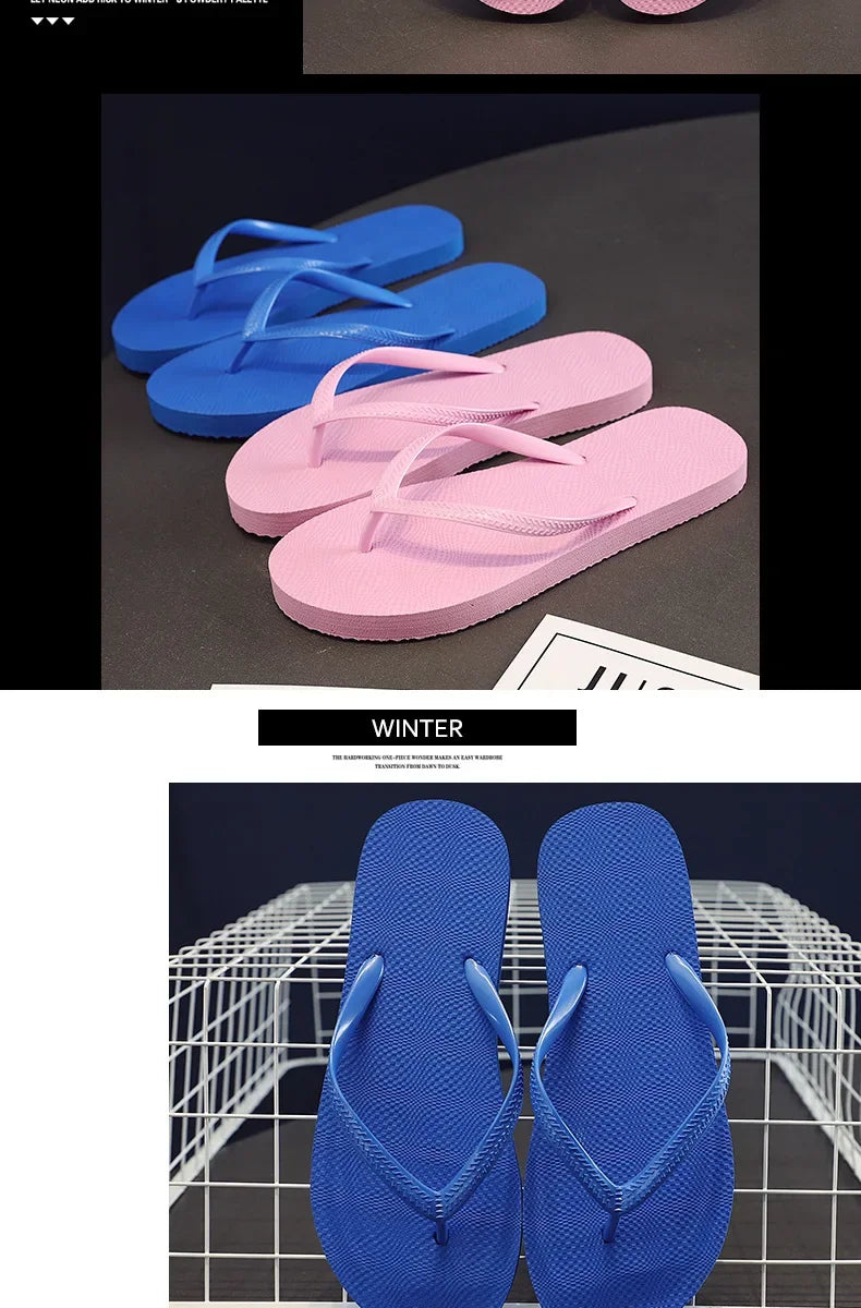 Solid Color Non-slip Leisure Couple Slippers Women Summer Beach Slippers Outdoor Women Flip Flops Breathable Beach Sandals Women