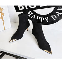 High Heels Women Ankle Boots Sexy Pointed Toe Leather Shoes Women Party Boots Dress  Chelsea Boots