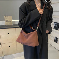 Retro Bag for Women's Textured Frosted Shoulder Bag with Large Capacity Crossbody Commuting Tote Bag