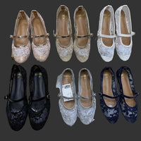 Ultra Soft Lace Breathable Flat Bottom Women's Shoes Quality Women's Casual Shoes Low Heel Floral Pattern
