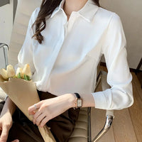 Style Women's Long Sleeve Satin Shirt Casual Style Fashion Design Lightweight Maturity Ladies Blouse