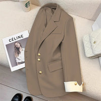 Fashion Women’s Casual Elegant Trendy Solid Color Single-breasted Long Sleeve Suit Blazers Female Clothes Coats Tops - Natalia Home Fashion