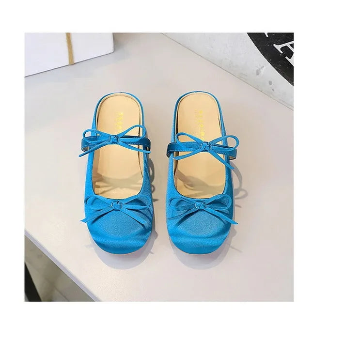 Ladies Slippers Bowknot Silks Satins Women Shoes Round Head Women Sandals Summer Shoes Women Slippers