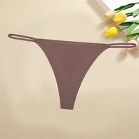 Ice Silk Women Seamless Thongs Sexy Low Waist Bikini Panties Female Traceless Underpants Ladies Solid Color T-back
