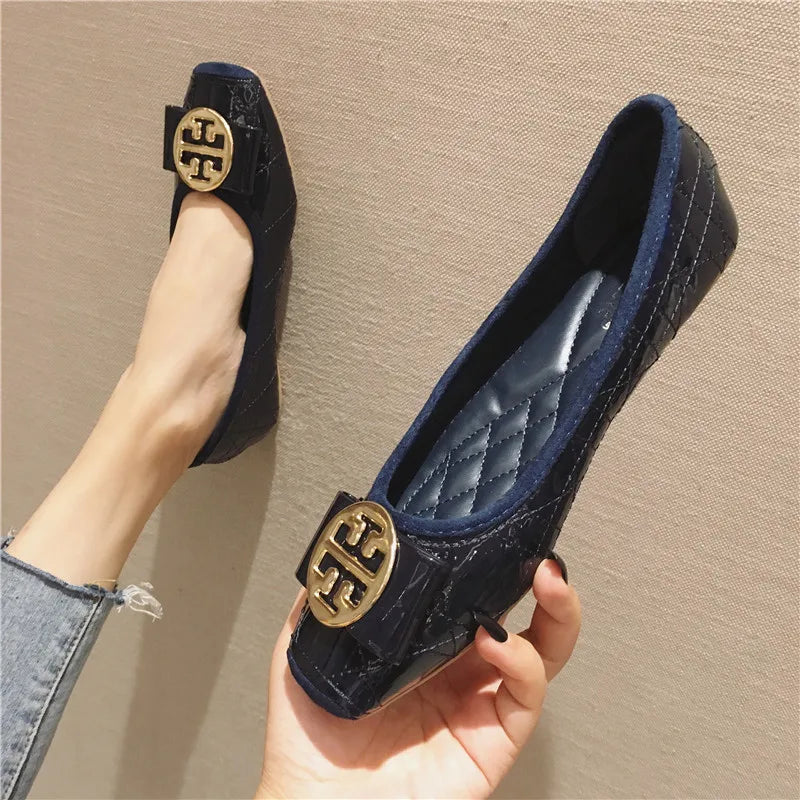 Women's Flats Shallow Work Shoes Soft Sole Non Slip Women Casual Shoes Patent Leather Breathable Women Shoes Summer