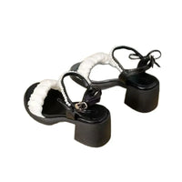 Women's Sandals Summer Fairy Style Thick Heel Waterproof Platform Wide Strap Casual Sweet round Toe PU Leather Rubber Sole