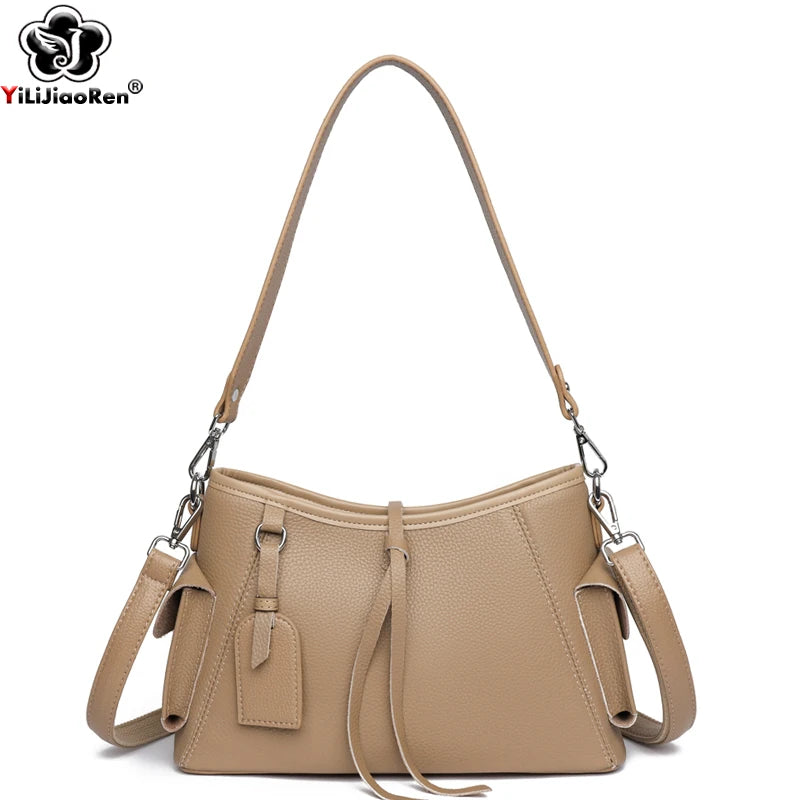 Soft Genuine Leather Crossbody Bag Women Fashion Shoulder Bag Large Capacity Handbag and Purse Ladies Cow hide Messenger Bag