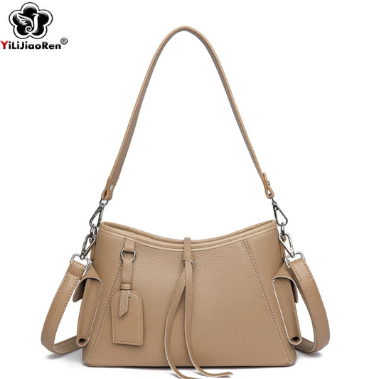 Soft Genuine Leather Crossbody Bag Women Fashion Shoulder Bag Large Capacity Handbag and Purse Ladies Cow hide Messenger Bag