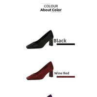Elegant Satin High Heels Square Toe Slip-On Chunky Heel Comfortable Women's Shoes for Party Fashion Footwear Summer Autumn