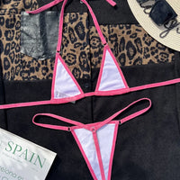 Shiny PU Leather Extreme Mini Micro String Bikini Female Swimsuit Women Swimwear Two-pieces Bikini set Halter Bathing Suit Swim
