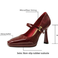 Comfortable Platform High Heels French Style Square Head Thin Strap Mule Women's Shoes