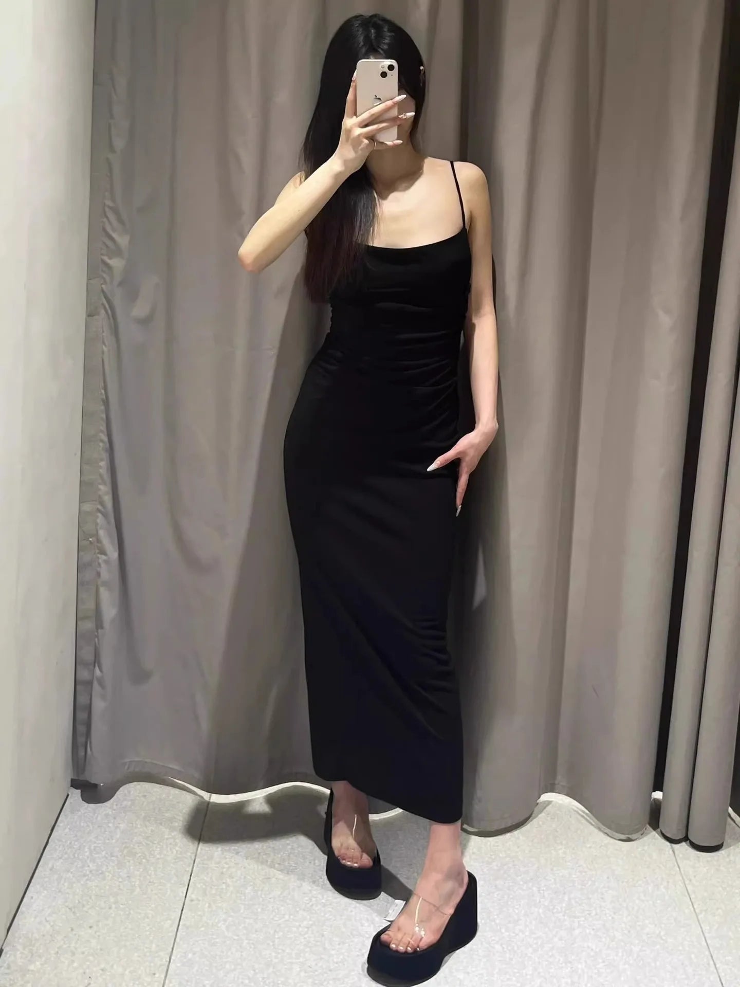Thick Heel Platform Sandals Women's Summer Casual round Head PVC Material Beach Slippers Transparent Strap Casual Slip-On Shoes
