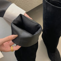 Street Style Pointed Toe Knee-High Boots Women Low Heels Shoes Female Long Booties Women Shoes
