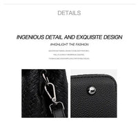Large Capacity Ladies Handbag Fashion Woven Pattern Shoulder Bag Vintage Style Polyester Lining Soft PU Leather Material Commuter Bag