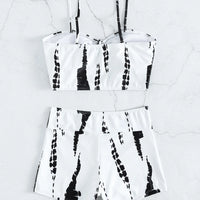 Tie Dye Bikini Drawstring Swimsuit Women High Waist Shorts Swimwear Female Padded Bathing Suit Swimming Beachwear Summer