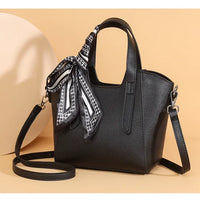 Pure Leather Cowhide Single Shoulder Crossbody Bag Ladies Handbag Fashion Bucket Bag Simple Basket Comes with Scarf