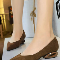 Retro Pointed Toe Suede Low Heel Shoes Shallow Mouth Hollow Heel Pedicure Shoe Daily Versatile Temperament Women's Shoes