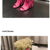 Designer Fringe Wedges Boot Sandals Woman High Heels Open Toe Party Prom Shoes Sexy Zipper Female Pumps Women Boots