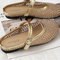 Luxury Shinny Diamond Women Mules Slippers Summer Shoes Crystal Footwear Rhinestones Slip On Brand Mary Jane Sandals Mesh Clogs