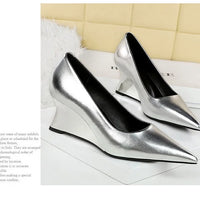 Women Pumps Pointed Toe Retro Shoes Women Shoes Designer Shallow Wedges High Heels Banquet Mules