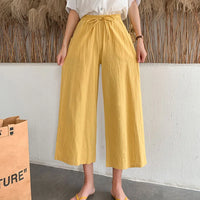 Casual Baggy Wide Leg Trousers Women Summer Thin Comfy Breathable Ankle Length Pants Vintage Loose Cotton Linen Straight Pants