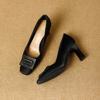 Square Toe Comfort Soft Office Shoes Daily Outdoors Women Shoes 7CM Thick High Heels Shallow Mouth Fashion Party Shoes