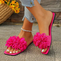 Women's Casual Floral Sandals Flat Bottom Beach Slippers Fashionable Comfortable PU Leather Outerwear Rubber Sole - Natalia Home Fashion