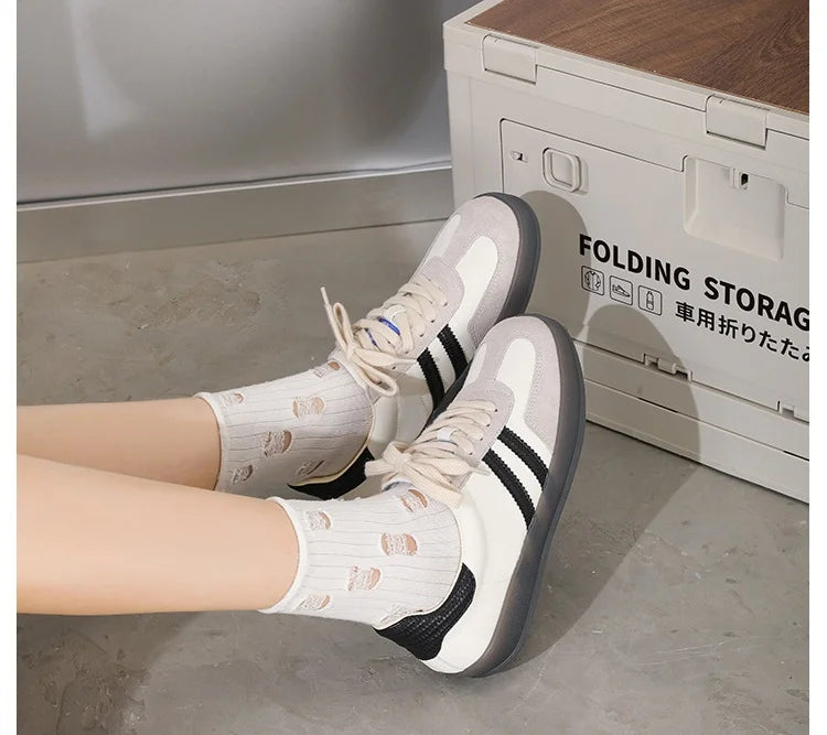 Women Tennis Sneakers Flats Ladies Fashion Lace-up Vulcanized Shoes Spring Autumn Woman Outdoor Trainers Footwear