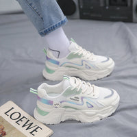 Style Women's Sports Shoes Platform Flat Shoes Women's Shoes Green casual sneakers Women's Thick Sole Sports Shoes