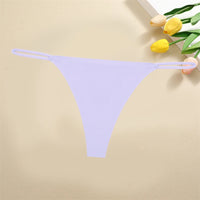 Ice Silk Women Seamless Thongs Sexy Low Waist Bikini Panties Female Traceless Underpants Ladies Solid Color T-back