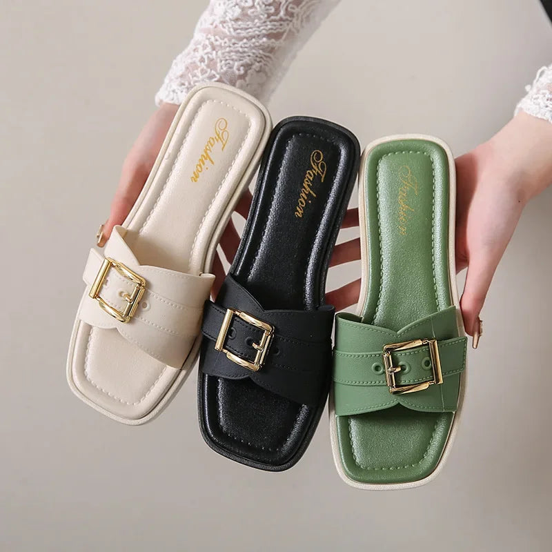 Comfortable Casual Beach Slippers Fashionable Outdoor Wear Slip-On Flat Bottom Cool Sandals PVC Material - Natalia Home Fashion
