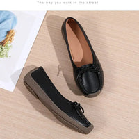 Luxury Shoes Cow tendon sole Women's Flats Anti slip shallow mouth soft soled shoes Solid color lace up