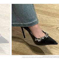 French Style Sexy Pointed Toe High Heels Crystal Embellished Ultra High Stiletto Heel Women's Shoes