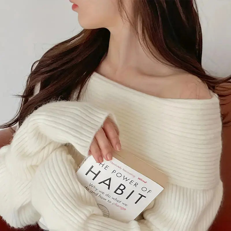 Sexy Party Club Off Shoulder Long Sleeve Solid Color Pullover Knitted Sweater Women My Store