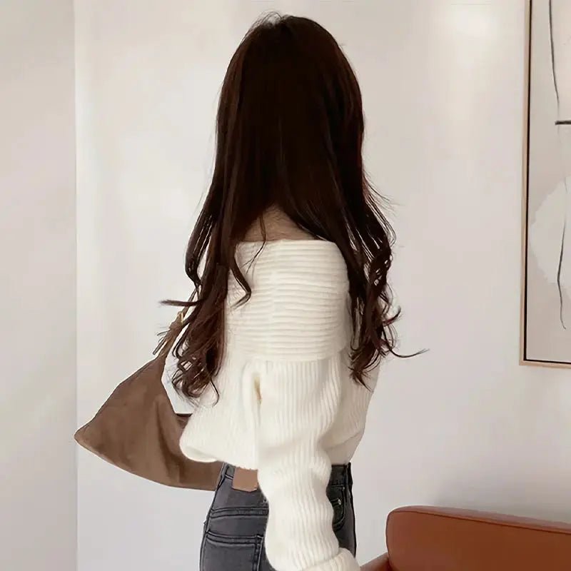Sexy Party Club Off Shoulder Long Sleeve Solid Color Pullover Knitted Sweater Women My Store