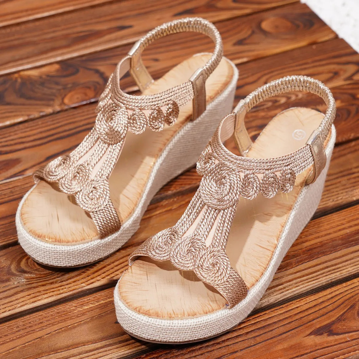 Bohemian Style Fashionable Casual Women's Sandals Platform Thick Heel round Toe Synthetic Leather