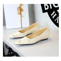 Pointed End Low Heeled Shoes Women Wedges Bowknot Low Heels Pumps Elegant Banquet Shoe Kitten Heels Ladies Shoes