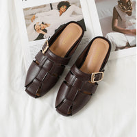 Designer Women Sandals Mules Summer Roman Slippers Fashion Buckle Woven Casual Soft sole Shoes