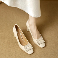 Square Toe Comfort Soft Office Shoes Daily Outdoors Women Shoes 7CM Thick High Heels Shallow Mouth Fashion Party Shoes